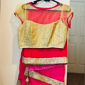 Royal pink Indian saree with stitched blouse(new)